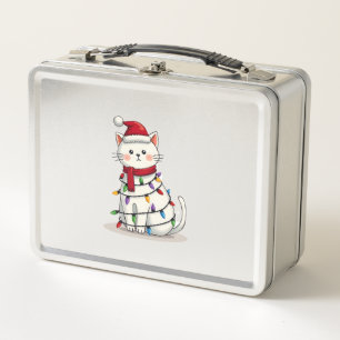 Cat Christmas Tree Christmas (4) Metal Lunch Box