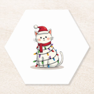 Cat Christmas Tree Christmas (4) Paper Coaster