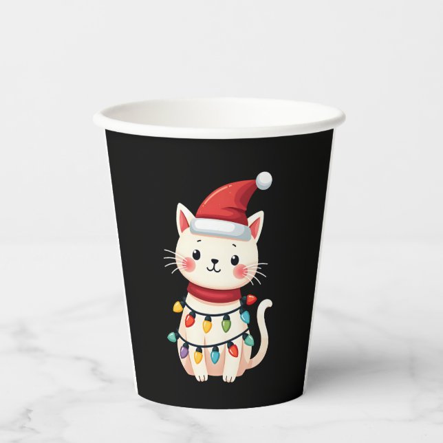Cat Christmas Tree Christmas (4) Paper Cups (Front)