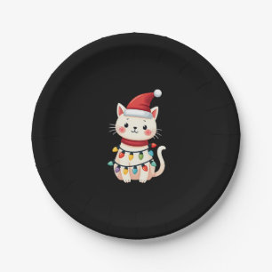 Cat Christmas Tree Christmas (4) Paper Plate