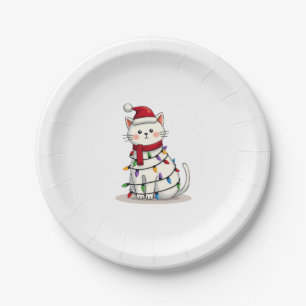 Cat Christmas Tree Christmas (4) Paper Plate