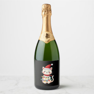 Cat Christmas Tree Christmas (4) Sparkling Wine Label