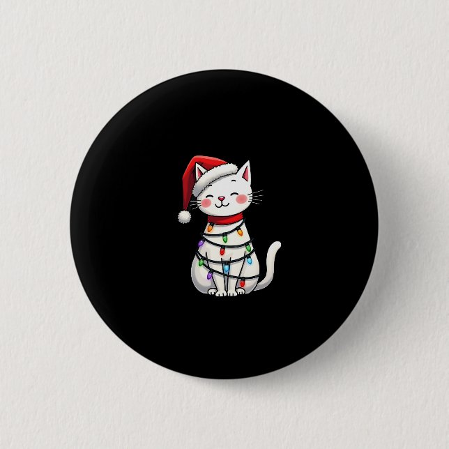 Cat Christmas Tree Christmas (5) 6 Cm Round Badge (Front)