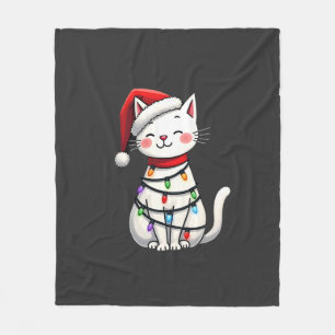 Cat Christmas Tree Christmas (5) Fleece Blanket