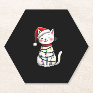 Cat Christmas Tree Christmas (5) Paper Coaster