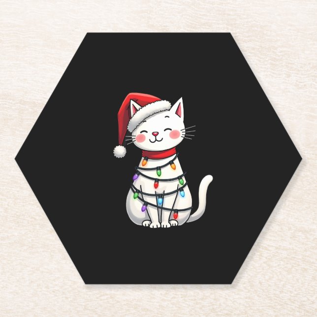 Cat Christmas Tree Christmas (5) Paper Coaster (Front)