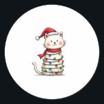 Cat Christmas Tree Christmas (6) Classic Round Sticker<br><div class="desc">Cat Christmas Tree Christmas (6)</div>