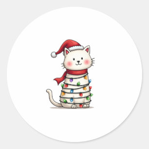 Cat Christmas Tree Christmas (6) Classic Round Sticker