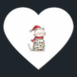 Cat Christmas Tree Christmas (6) Heart Sticker<br><div class="desc">Cat Christmas Tree Christmas (6)</div>