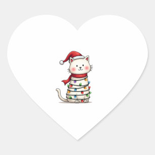 Cat Christmas Tree Christmas (6) Heart Sticker