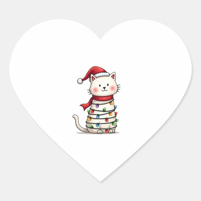 Cat Christmas Tree Christmas (6) Heart Sticker (Front)