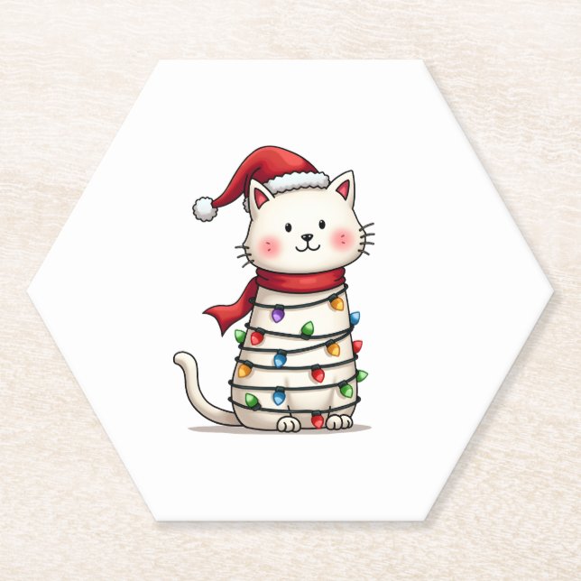 Cat Christmas Tree Christmas (6) Paper Coaster (Front)