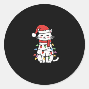 Cat Christmas Tree Christmas (7) Classic Round Sticker