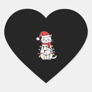 Cat Christmas Tree Christmas (7) Heart Sticker
