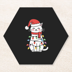 Cat Christmas Tree Christmas (7) Paper Coaster