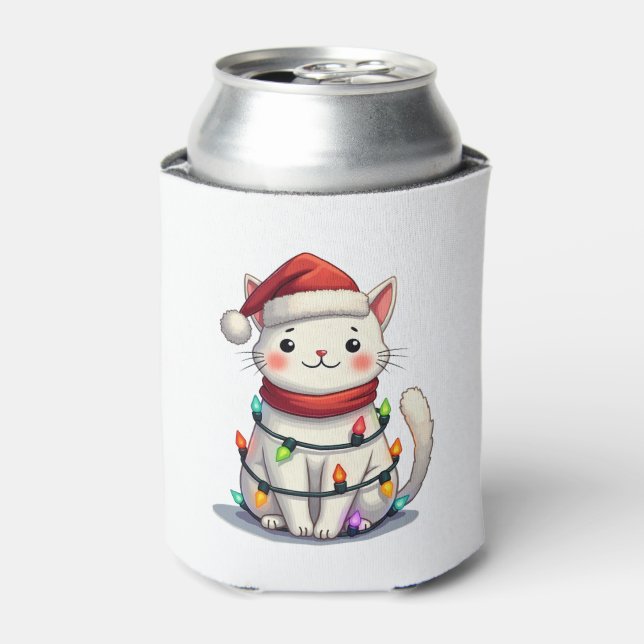 Cat Christmas Tree Christmas Can Cooler (Can Front)