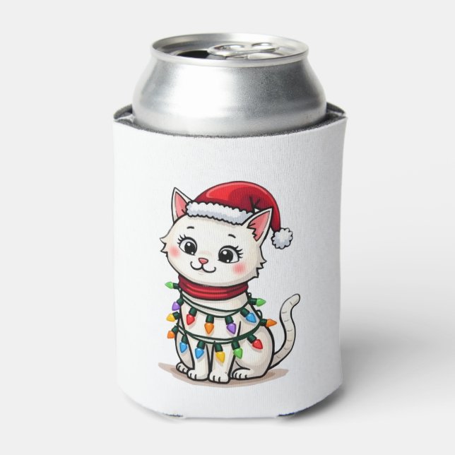Cat Christmas Tree Christmas Can Cooler (Can Front)