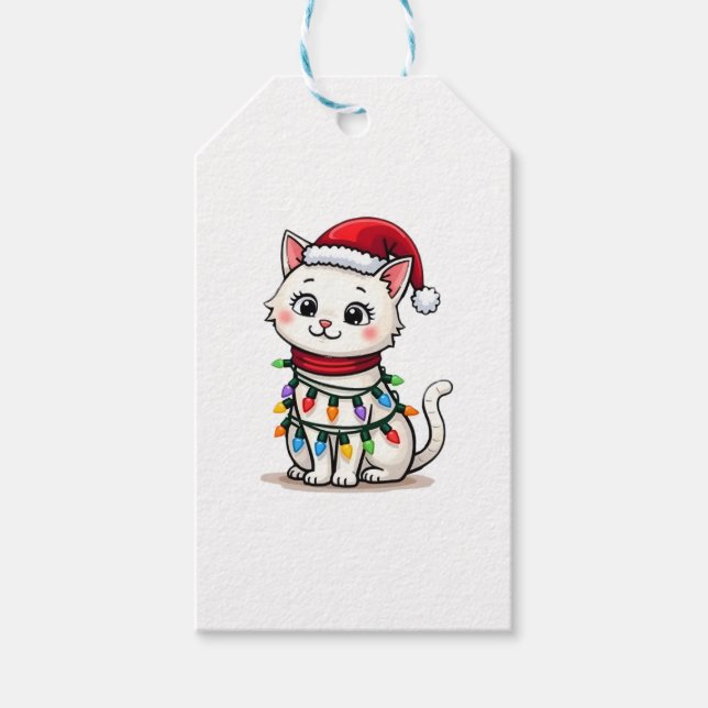 Cat Christmas Tree Christmas Gift Tags (Front)