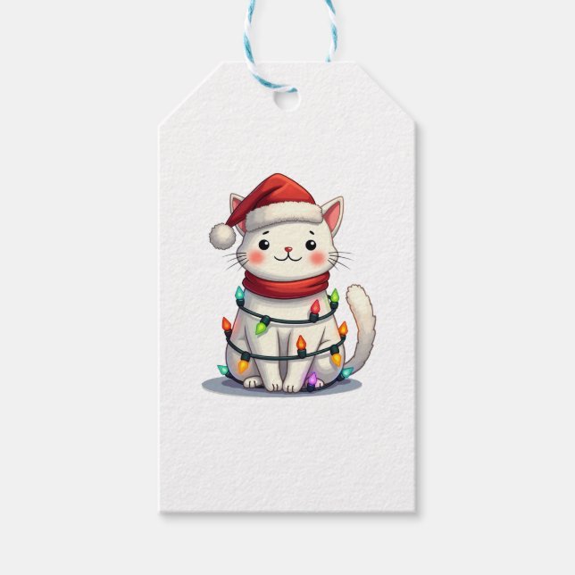 Cat Christmas Tree Christmas Gift Tags (Front)