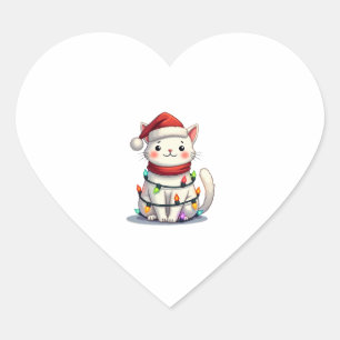 Cat Christmas Tree Christmas Heart Sticker