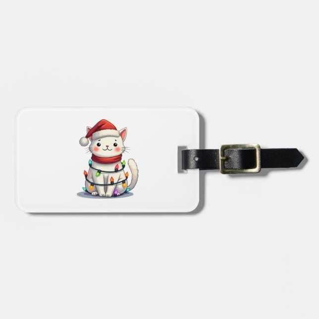 Cat Christmas Tree Christmas Luggage Tag (Front Horizontal)