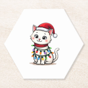 Cat Christmas Tree Christmas Paper Coaster