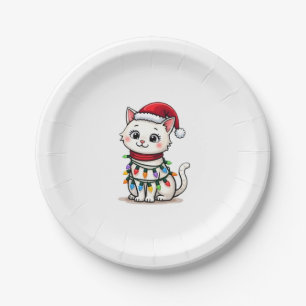 Cat Christmas Tree Christmas Paper Plate