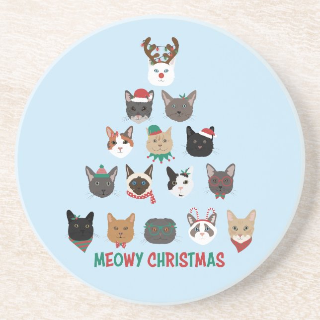 Cat Christmas Tree Coaster (Front)