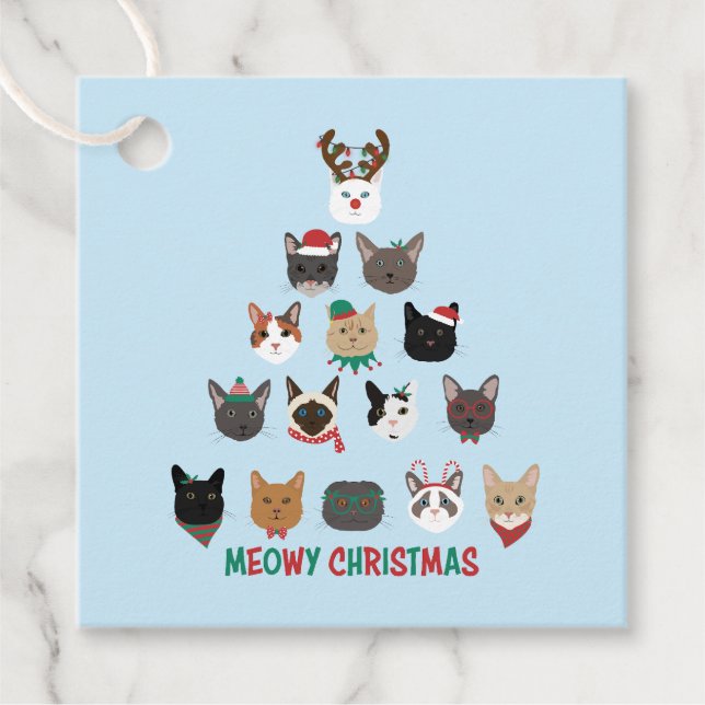 Cat Christmas Tree Favour Tags (Front)