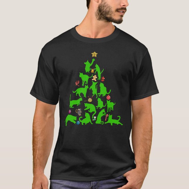 Cat Christmas Tree for Cat Lover T-Shirt (Front)