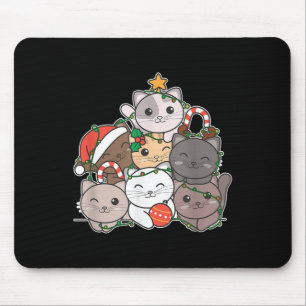 Cat Christmas Tree Funny Animal Christmas Mouse Mat