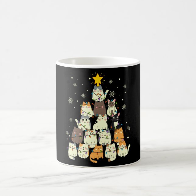 Cat Christmas Tree Gift, Cats Lovers Decoration Coffee Mug (Center)