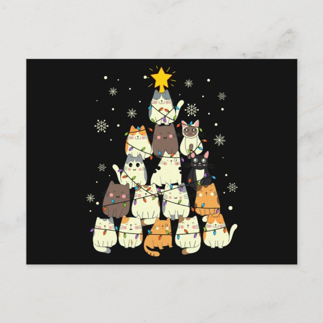 Cat Christmas Tree Gift, Cats Lovers Decoration Postcard (Front)