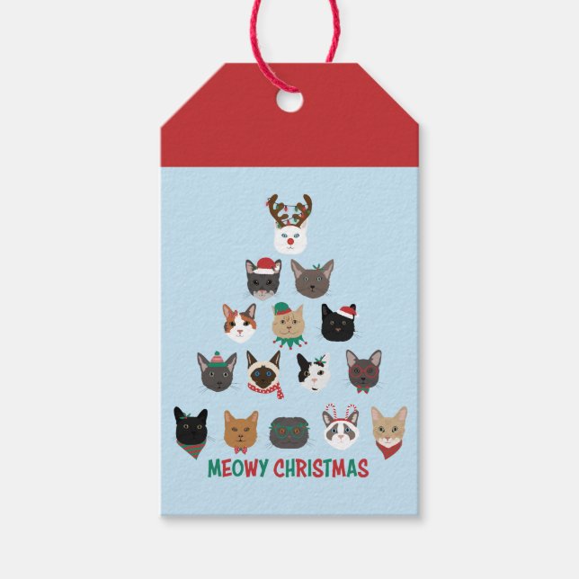 Cat Christmas Tree Gift Tags (Front)