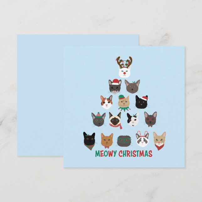 Cat Christmas Tree Holiday Card (Front/Back)