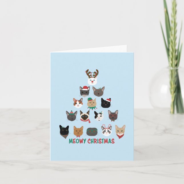 Cat Christmas Tree Holiday Card (Front)