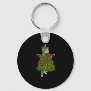 Cat Christmas Tree Key Ring