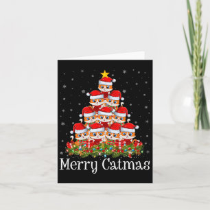 Cat Christmas Tree Lights Santa Funny Cat Lover Me Card