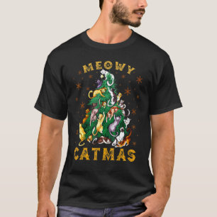 Cat Christmas Tree Meowy Catmas Xmas T-Shirt