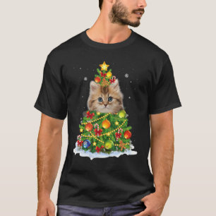 Cat Christmas Tree Ornaments Decor  Pyjamas Family T-Shirt