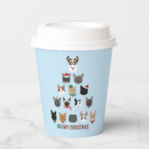 Cat Christmas Tree Paper Cups