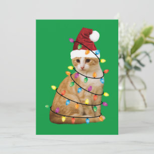 Cat Christmas Tree Santa Funny Xmas Cat Lover Invitation