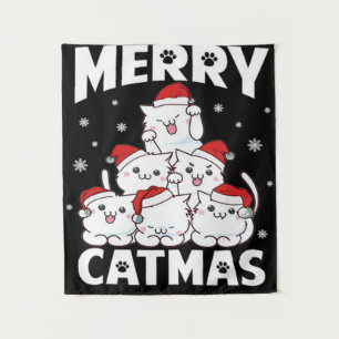 Cat Christmas Tree Tapestry