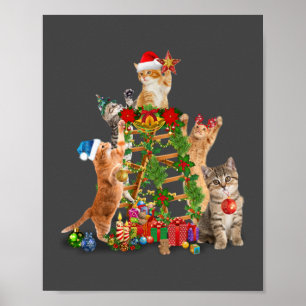Cat Christmas Tree Ugly Christmas Cat Mum Cat Dad Poster