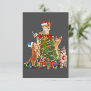 Cat Christmas Tree Ugly Christmas Cat Mum Cat Dad Thank You Card