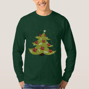 Cat Christmas Tree With Fish Ornaments Mens T-Shirt
