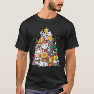 Cat Christmas Tree Xmas Girls Boys Funny Meowy Cat T-Shirt