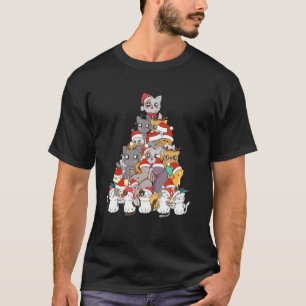 Cat Christmas Tree Xmas Meowy Catmas Santa T-Shirt