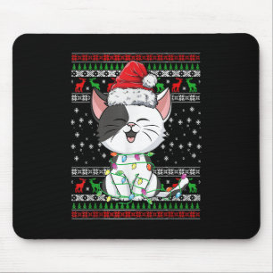 Cat Christmas Ugly Xmas Lights Santa Hat Funny Gif Mouse Mat