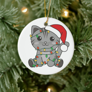 Cat Christmas Winter Animals Cats Ceramic Tree Decoration